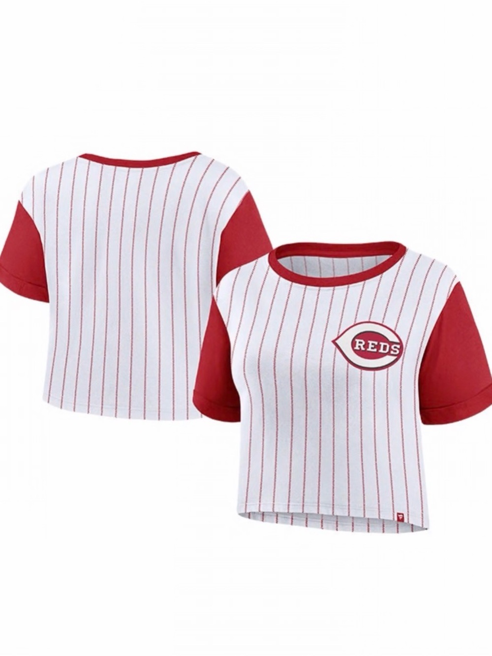 Fanatics CINCINNATI REDS WOMENS WHITE BIBLEND PINSTRIPE SHORT SLEEVE T-SHIRT